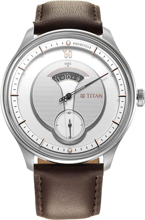 Titan Quartet Quartz Analog White Dial Brown Leather Strap Watch for ...