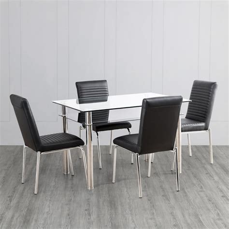 Buy Floris Glass Top 4-Seater Dining Set with Chairs - Black from Home ...