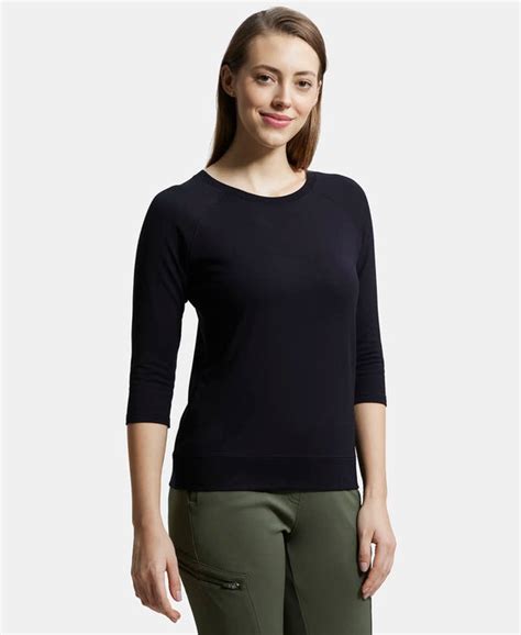 Buy Super Combed Cotton Viscose Elastane Regular Fit Solid Round Neck ...