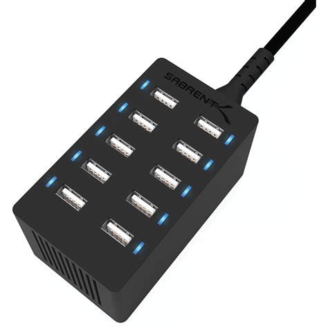 Sabrent 10-Port USB Charging Station 12A/60W (Black) AX-TPCS B&H