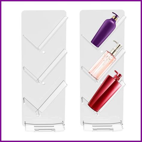 Acrylic Bathroom Organizer Shelves Inclined Clear Wall Shelves Bathroom ...