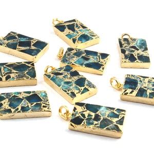 Buy Mojave Copper Turquoise Pendant: Gold Plated Rectangle Connector ...