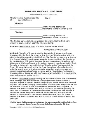 TENNESSEE REVOCABLE LIVING TRUST Doc Template | pdfFiller