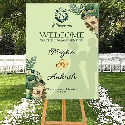 Theme My Party Custom Indian Engagement Ceremony Welcome Sign Board ...
