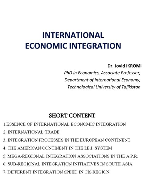 Image result for Economic Integration PDF