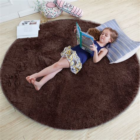 Buy SELINTA Round Rug for Bedroom, Fluffy Circle Rug 3'X3' for Kids ...