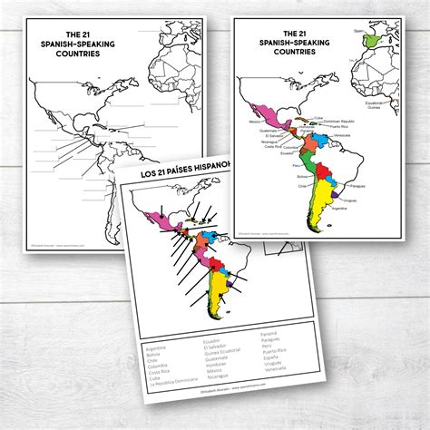 Free printable map of spanish speaking world, Download Free printable ...