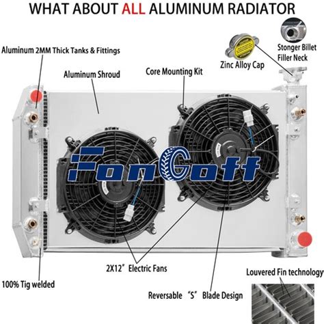 thumbnail image 2 of 3-Row Aluminum Radiator With Shroud Fan For Chevy C/K 1500/2500/3500 – 5.0L/5.7L 1988-1999 (CU622) 2 of 4