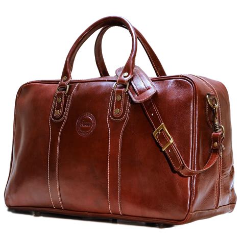 Cenzo Trunk Duffle Vecchio Brown Italian Leather Weekender Travel Bag ...