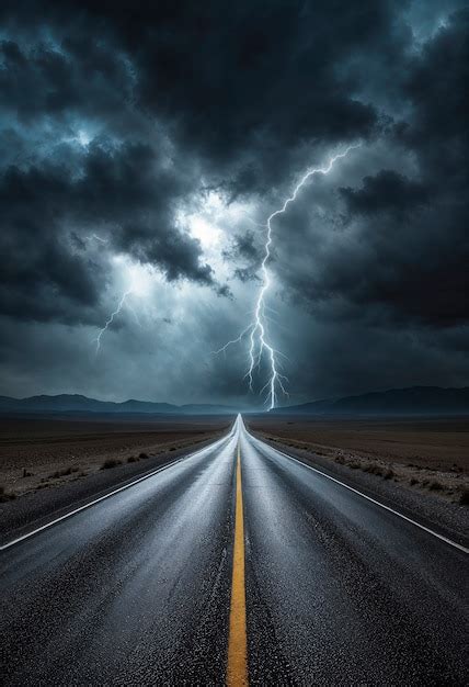 Empty road landscape at night | AI-generated image