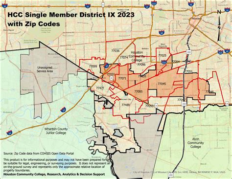 Single Member District IX Map with zip codes | Houston City College ...