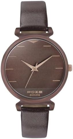 Sonata Poze Quartz Analog Brown Dial Metal Strap Watch for Women ...