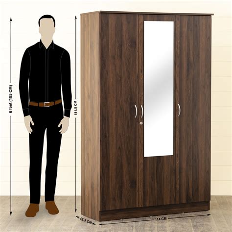 Buy Lewis 3-Door Wardrobe with Mirror - Brown from Home Centre at just ...