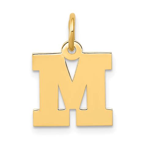 Finest Gold 14K Yellow Gold Small Block Letter M Initial Charm ...