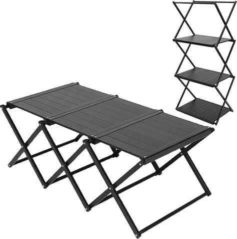 Amazon.com: Portable Collapsible Table 3Tier Storage Racks Dual Purpose ...