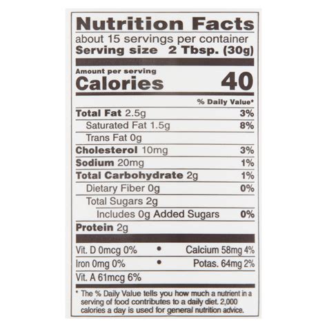 Light Cream Nutrition at Ricardo Fletcher blog