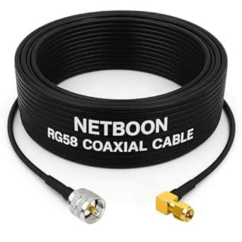NETBOON RG58 Coaxial Cable Assembly with UHF Male to SMA Male Right ...