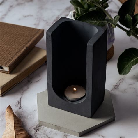 Trouval- Dark Concrete Sleek Tea light holder featuring a contemporary ...
