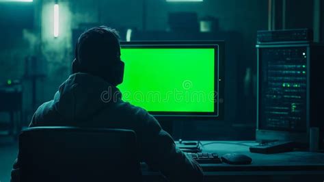 Man Looking at Computer Greenscreen 的图像结果
