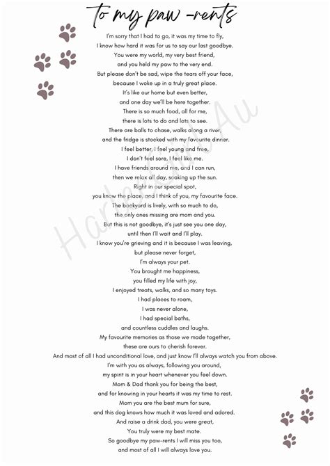 Dog Memorial Poem, Grief Poem for Dog Passing, DIGITAL Download ...