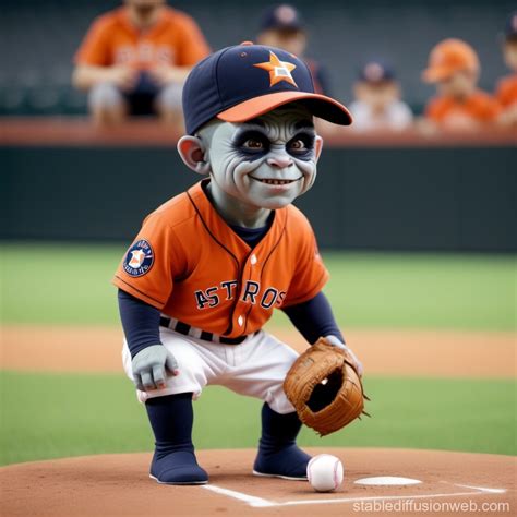 Adorable Orc in Astros Gear Playing Baseball | Stable Diffusion Online
