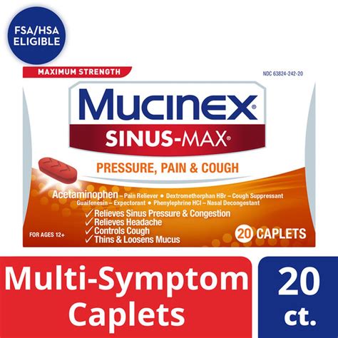 MUCINEX® Maximum Strength Mucinex Sinus-Max Pressure, Pain & Cough ...