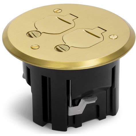 Lew Electric PBR1-FPB 1 Duplex Round Plastic Floor Box, Flip, Brass ...