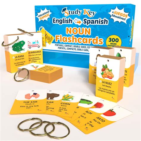 Bilingual English to Spanish Flash Cards for Adults & Kids - 300 ...