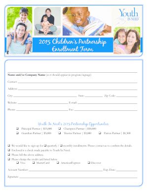 Fillable Online 2015 Childrens Partnership Enrollment Form Name and/or ...