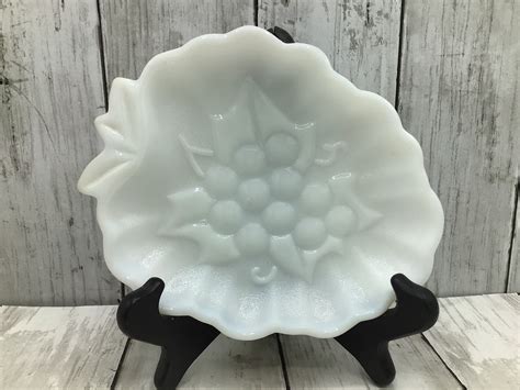 Vintage Milk Glass Dish, Grape Cluster Milk Glass, White Trinket Dish ...