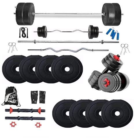 BODYFIT Fitness Stylish Home Gym Combo Set, Weight Plates, 5Ft Straight ...