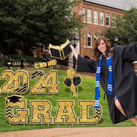 HOVACY Graduation Yard Signs, Black Gold Graduation Class India | Ubuy