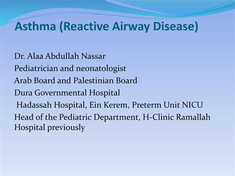 SOLUTION: Asthma reactive airway disease - Studypool
