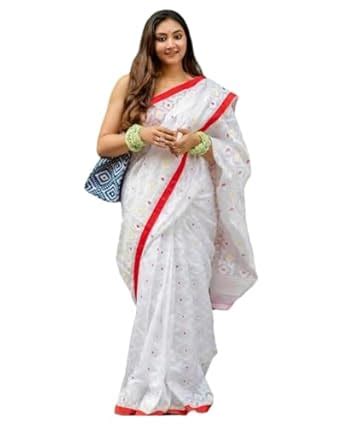 Buy BALIKA TEXTILE Women Cotton Blend Woven Design Jamdani Floral Print ...