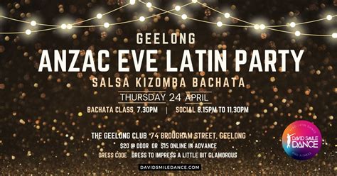 Geelong Anzac Eve Latin Party ????, 74 Brougham St, Geelong VIC 3220 ...