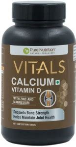 Pure Nutrition Calcium with Vitamin D,Magnesium & Zinc,Supports Strong ...
