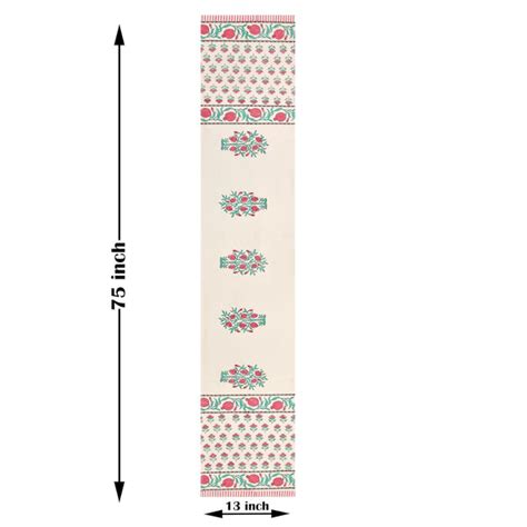 BLOCKS OF INDIA Hand Block Printed Cotton Table Runner for Center/Dini ...