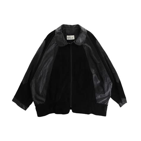 【OTSU】suede × lamb swiching design zip up leather jacket -8962- | cv