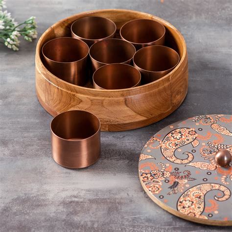 Spice Box for Kitchen | Masala Container | Allure Teak Wood Masala Box ...