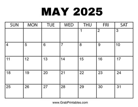 Printable May 2026 Calendar | Free Fillable PDF