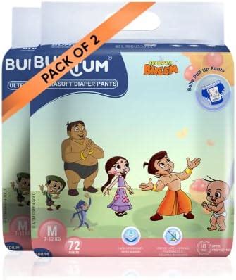 Buy Bumtum Chota Bheem Medium/M Size Baby Diaper Pants, 144 Count ...