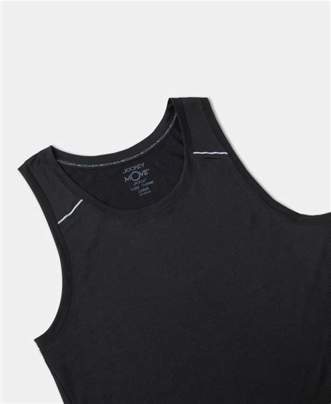 Buy Lightweight Microfiber Solid Tank Top with Breathable Mesh - Black ...