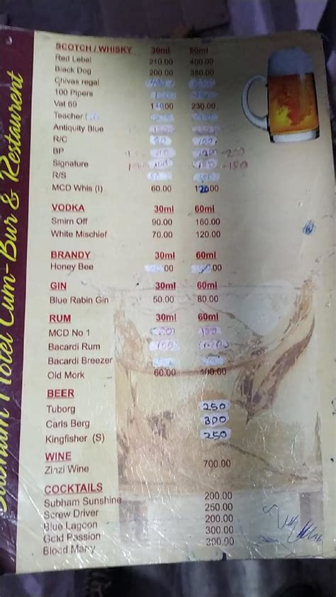 Menu at New Subham Hotel Cum Bar & Off Counter, Naxalbari