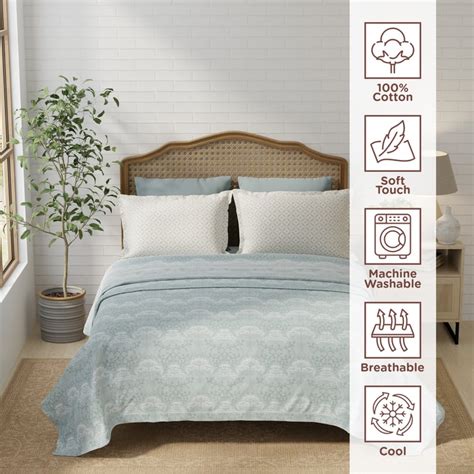 Buy LAYERS Pure Nest Cotton 180TC Floral Print 3Pcs Super King Bedsheet ...