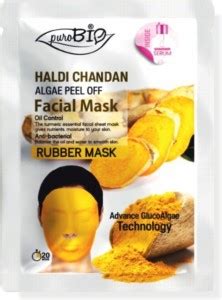 purobio Haldi Chandan GlucoAlgae Peel Off Rubber Facial Mask With Serum ...
