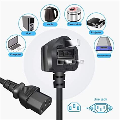 FEDUS UK Desktop power Cord 3 Pin IEC C13 Plug Power Cable