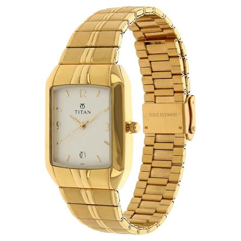 Buy Online Titan Rectangle White Dial Analog with Date Metal Strap ...