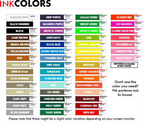 COLOR CHARTS – Print Works
