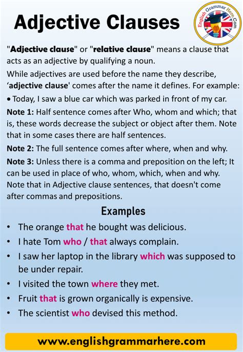 English Using Adjective Clauses, Definition and Example Sentences ...