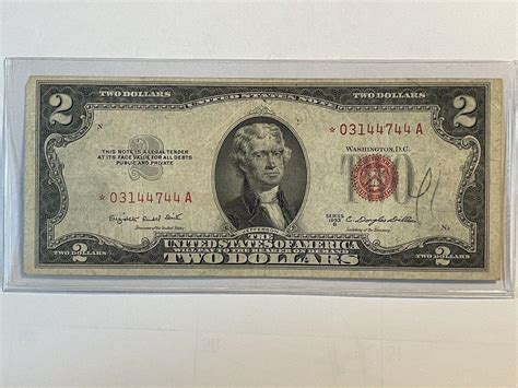 1953B - $2 Two Dollar Bill - RED SEAL - STAR NOTE Fed Reserve Note ...